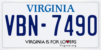 VA license plate VBN7490