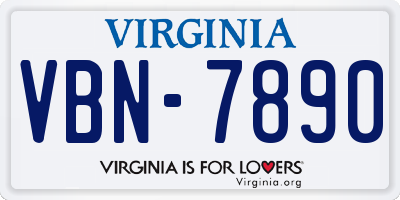 VA license plate VBN7890