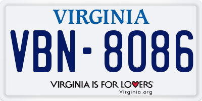 VA license plate VBN8086