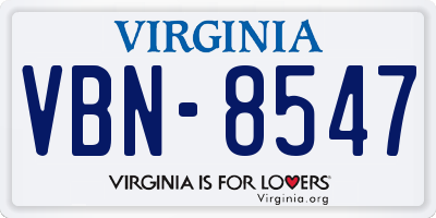 VA license plate VBN8547