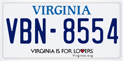 VA license plate VBN8554