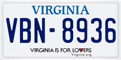 VA license plate VBN8936