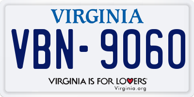 VA license plate VBN9060