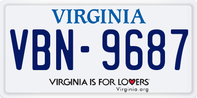 VA license plate VBN9687