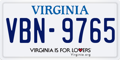 VA license plate VBN9765
