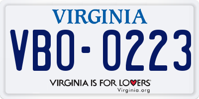 VA license plate VBO0223
