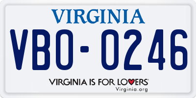VA license plate VBO0246