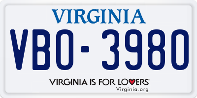 VA license plate VBO3980