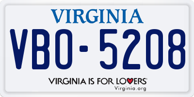 VA license plate VBO5208