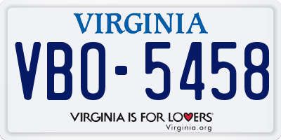 VA license plate VBO5458