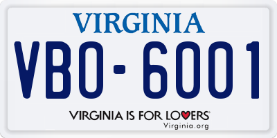 VA license plate VBO6001
