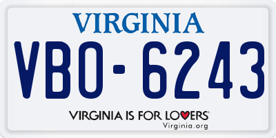 VA license plate VBO6243