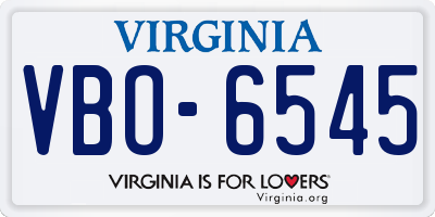 VA license plate VBO6545