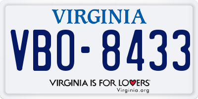 VA license plate VBO8433