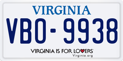 VA license plate VBO9938