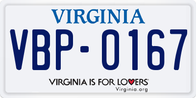 VA license plate VBP0167