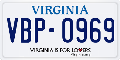 VA license plate VBP0969