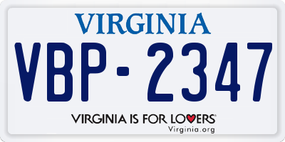 VA license plate VBP2347