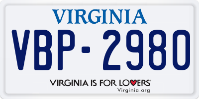 VA license plate VBP2980