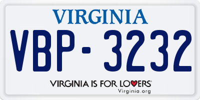 VA license plate VBP3232