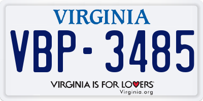 VA license plate VBP3485