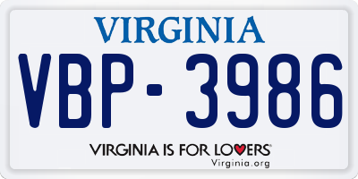 VA license plate VBP3986