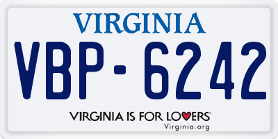 VA license plate VBP6242