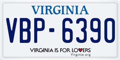 VA license plate VBP6390