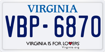 VA license plate VBP6870