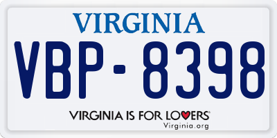 VA license plate VBP8398