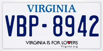 VA license plate VBP8942