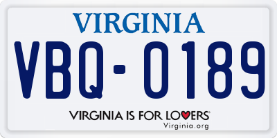 VA license plate VBQ0189