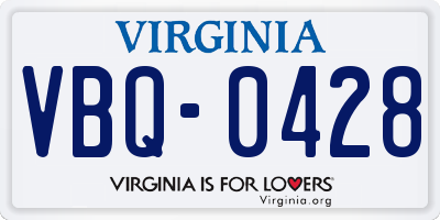 VA license plate VBQ0428