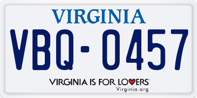 VA license plate VBQ0457