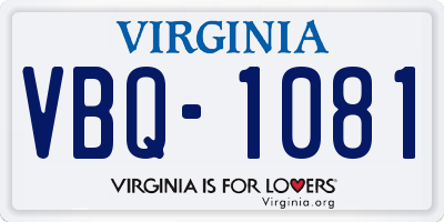 VA license plate VBQ1081