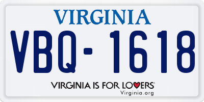 VA license plate VBQ1618