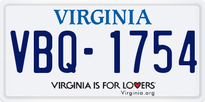 VA license plate VBQ1754