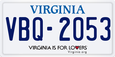 VA license plate VBQ2053
