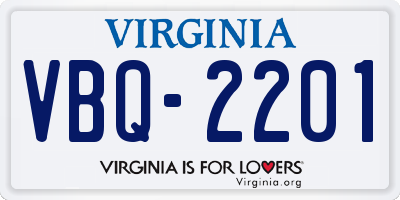 VA license plate VBQ2201