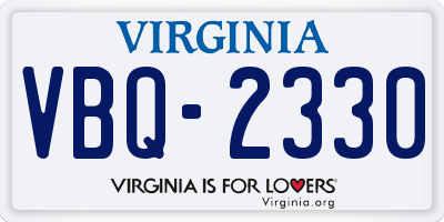 VA license plate VBQ2330