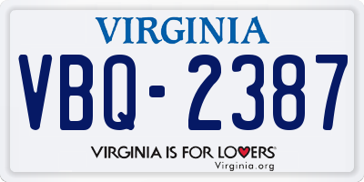 VA license plate VBQ2387