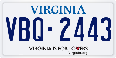 VA license plate VBQ2443
