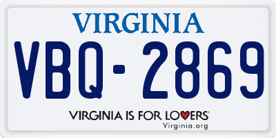 VA license plate VBQ2869