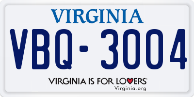 VA license plate VBQ3004