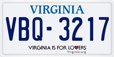 VA license plate VBQ3217