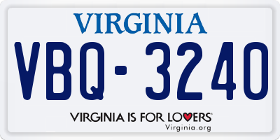 VA license plate VBQ3240