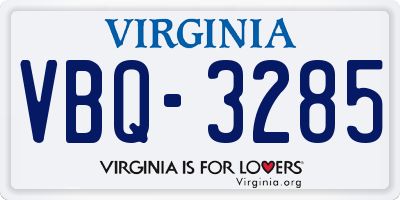 VA license plate VBQ3285