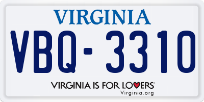 VA license plate VBQ3310