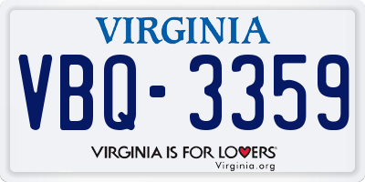 VA license plate VBQ3359
