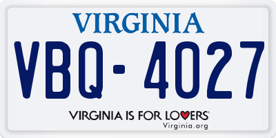 VA license plate VBQ4027